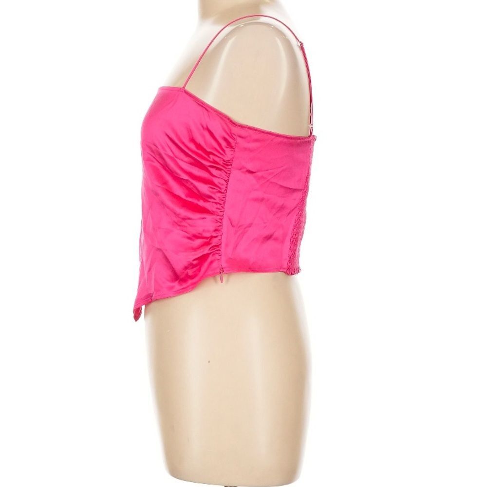 Reformation Gruyere 100% Silk Hot Pink Bandana Y2K Fitted Cami Top Size 10 - Picture 6 of 10